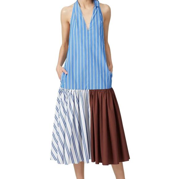 Tibi Vivian Stripe Halter Dress - Picture 1 of 8